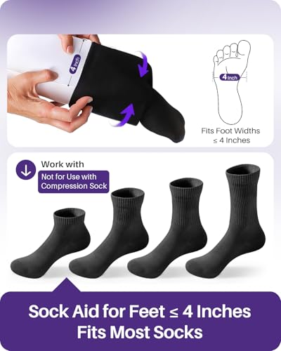 KEKOY Sock Aid for Putting on Socks, 4" Foot Width, No Bending - size: 4.0 Inch Wide