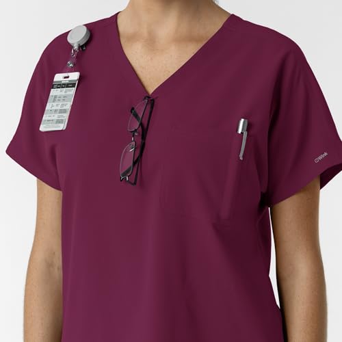 Wink Women's Women's Drop Shoulder Tunic Scrub Top - color: Wine, size: XX-Small