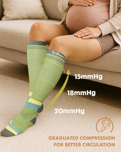 Thick Soft Cotton Compression Socks - color: Pink and Green Geometric, size: Small-Medium