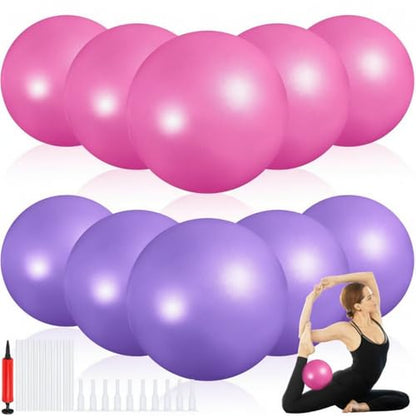 Aoriher 10 Pcs Small Pilates Ball Bulk 9 Inch Mini Yoga Ball - color: Pink, Purple