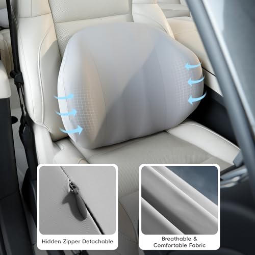 BEBAS Ergonomic Memory Foam Lumbar Support Pillow for Car & Office, Gray - color: Gray