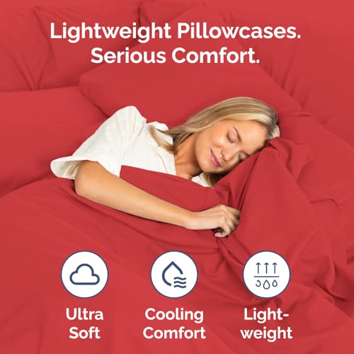 King Standard Pillow Cases Set of 2 - Ultra Soft Pillowcase Covers - Red - color: 27 - Red, size: King Standard