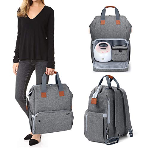 LUXJA Breast Pump Backpack Storage Bag for Cooler Bag & Laptop, Gray - color: Gray (Pump Bag)