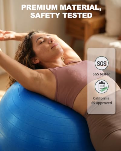 Trideer Yoga Ball for Exercise, Pregnancy, Exercise Ball, Pump Included - color: Royal Blue, size: M(19-22ines/48-55cm)