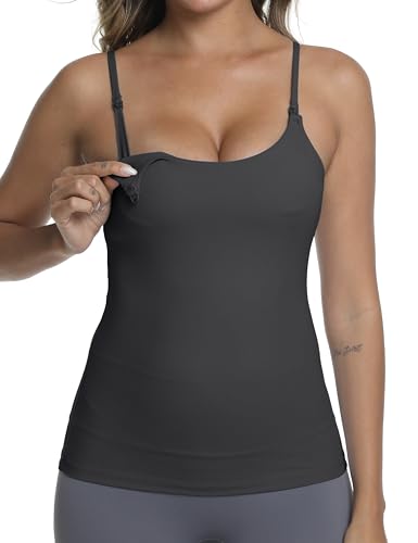 Nursing Tank Top Breastfeeding U Neck Maternity Tops - color: Grey, size: XX-Large