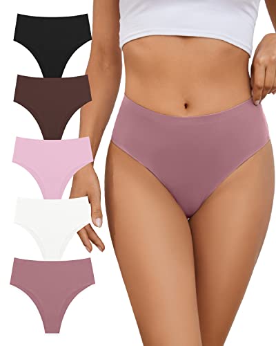 No Show High Rise Bikini Panties Women's Seamless Underwear Pack - color: Mix3-5pack, size: Medium