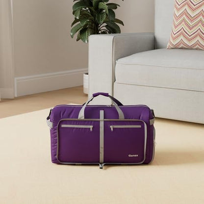 Gonex 80L Foldable Travel Duffle Bag with Shoe Compartment, Lightweight - color: Purple, size: 80L