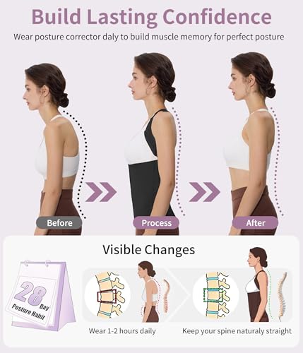 YERKOAD Back Brace for Women Breathable Back Straightener Posture Corrector - color: Black, size: X-Large