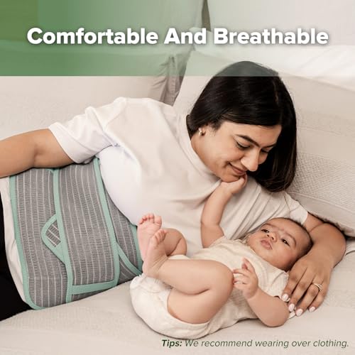 haakaa Postpartum Belly Band, Support Back & Abdomen, Help Natural Delivery & C Section Recovery,Natural Latex,One Size - color: Mint