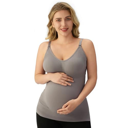 Angelhood Nursing Tank Tops Maternity Cami with Built in Bra - color: Black/Gray/Coupled Pink, size: Medium