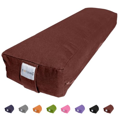 Sol Living Rectangular Yoga Bolster Meditation Pillow, Extra Firm Cotton - color: Brown, size: Rectangular 26" x 8" x 5"