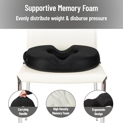 Mind Reader Donut Pillow Seat Cushion with Air-Cloud Technology, Tailbone, Hemorrhoid, Pregnancy Relief, Black - size: Donut Cushion