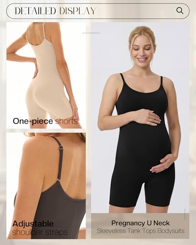 3 Pack Women's Maternity Jumpsuit Shorts - color: Apricot, Brown, Black, size: Small