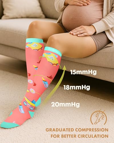 Thick Soft Cotton Compression Socks - color: Two-tone Pink Maternity, size: XX-Large