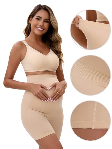 Allegra K Womens Maternity Underwear High Waisted Shaping Briefs Over Bump Pregnancy Belly Support - color: Beige, size: Small