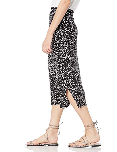 Amazon Essentials Women's Pull-On Knit Midi Skirt with Elastic Waist, Slits - color: Black White Abstract Animal, size: Medium