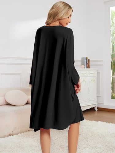 CRIPOM Plus Size Moo Moos for Women Oversized Sleep Shirts with Pockets - color: Black Husband