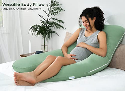 QUEEN ROSE Cooling Pregnancy Pillow, U Shaped Maternity Body Pillow, Green - color: Green