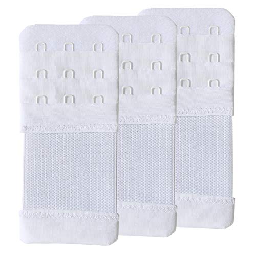 SAMGU Women's Bra Extenders 2 Hook/3 Hook/4 Hook/5 Hook/6 Hook Soft Stretchy - color: 3 Hook 1/2" Spacing, White