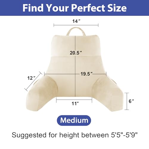 IPYNBAP Back Pillow for Bed Sitting up, Reading Pillow, 20 Inch, Beige - color: Beige, size: Medium(20inch)