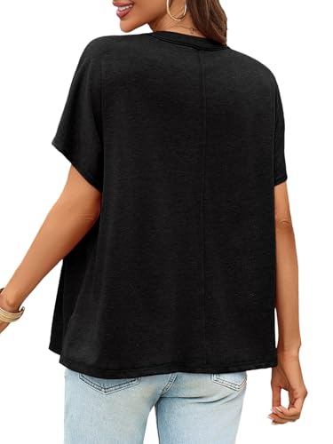 Tankaneo Womens Maternity Tops Batwing Short Sleeve Pregnancy T Shirts - color: Black, size: X-Large