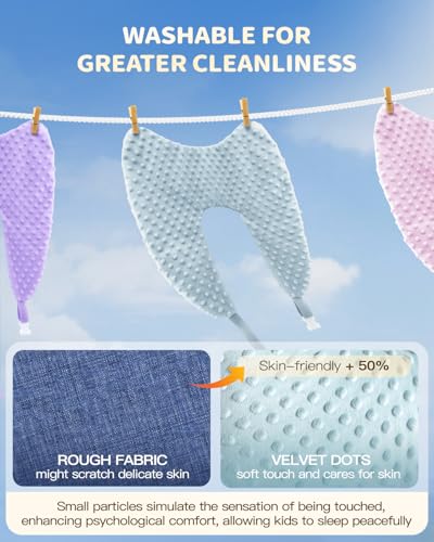 Memory Foam Kids Travel Pillow, Car Pillow for Kids, Velvet Dots, Blue - color: Blue