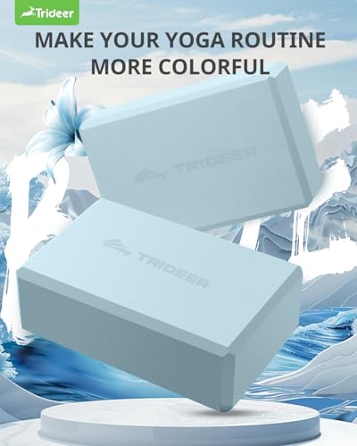 Yoga Blocks 2 Pack with Supportive Non-Slip Foam for Yoga Pilate Stretching - color: Light Blue