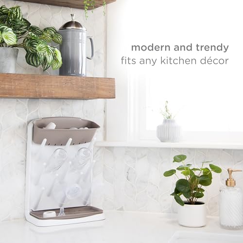 Ubbi Vertical Baby Bottle Drying Rack, Space Saving Countertop Bottle Dryer - color: Taupe Drying Rack, size: One Size
