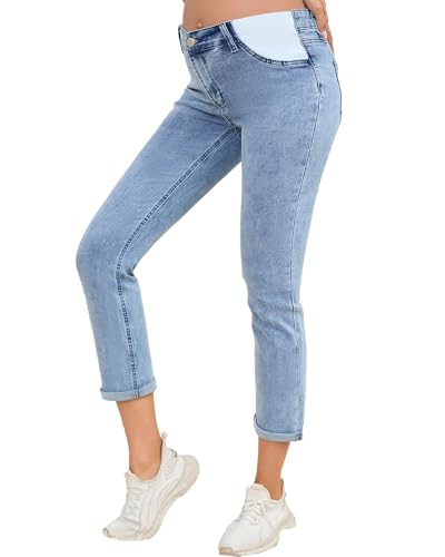 JIMYICLR Maternity Jeans for Women Comfy Stretch - color: Light Blue, size: X-Large