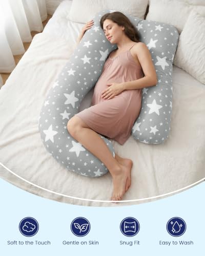 TotAha Soft Pregnancy Pillow Cover: Compatible with Momcozy U-Shaped Body Pillow, 2-Pack Replacement Pillow Case for 55/57 Inch Maternity Pillows, Pillow Not Included - color: Luna