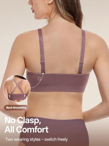 Angelhood Nursing Bras for Breastfeeding & Sleep, Seamless Maternity Bra - color: Black/Mauve/Blue, size: Small