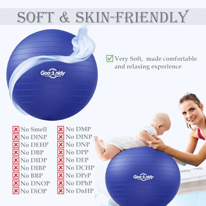 Soft Exercise Ball, Yoga Pregnancy Ball Chair, Pilates Equipment with Pump - color: Blue, size: XL(27-30inch/68-75cm)