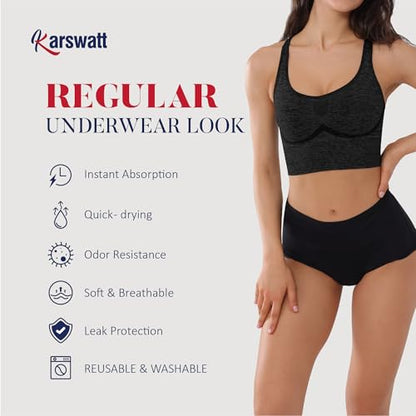 High-Rise Incontinence Underwear Women Washable Leakproof Panties 3 Packs - color: Black, size: Medium