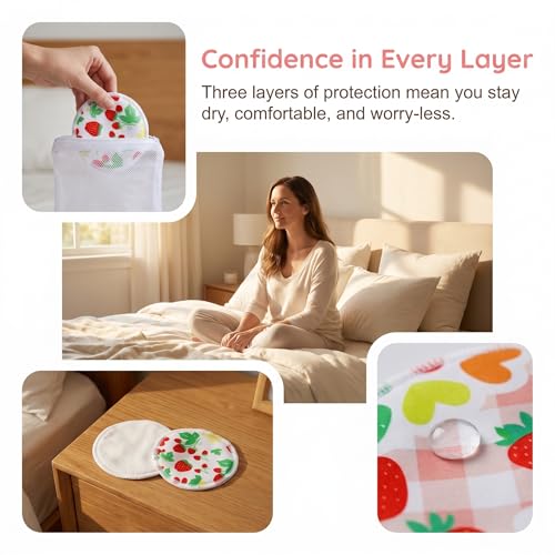 8 pcs Random Color Pads for Breastfeeding, Washable Pads Absorbent Pads for Breastfeeding, Reusable Breastfeeding Pads