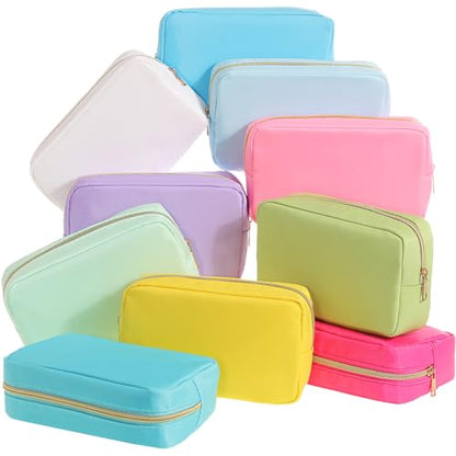 Sweetude 10 Pcs Nylon Makeup Bag Preppy Cosmetic Pouch,Macaron Color - color: macaron Color