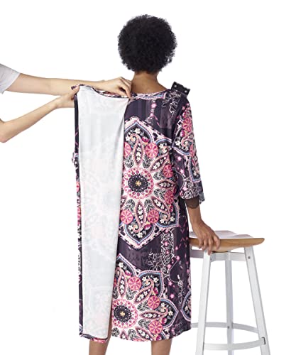 Silverts Women's Adaptive Open Back V-Neck Nightgown, Assisted Dressing - color: Blue Swirl, size: Medium