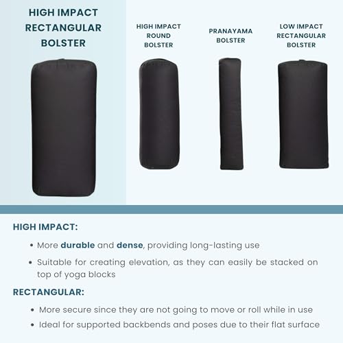 Everyday Yoga Premium Bolster, Soft Meditation Pillow, Multi-Colors - color: Black, style: A. High Impact - Rectangular