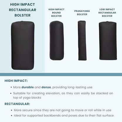 Everyday Yoga Premium Bolster, Soft Meditation Pillow, Multi-Colors - color: Black, style: A. High Impact - Rectangular
