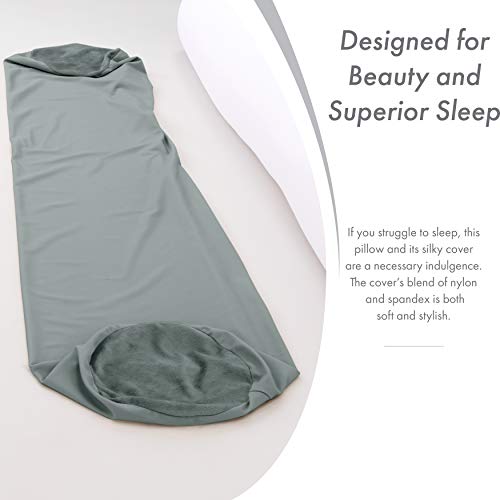 Microbead Body Pillow, Side Sleeping & Pregnancy, 48x8 in, Dark Grey - color: Dark Grey, size: Pillow & Cover