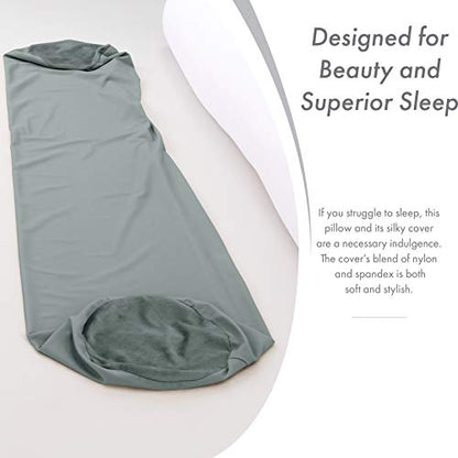 Microbead Body Pillow, Side Sleeping & Pregnancy, 48x8 in, Dark Grey - color: Dark Grey, size: Pillow & Cover
