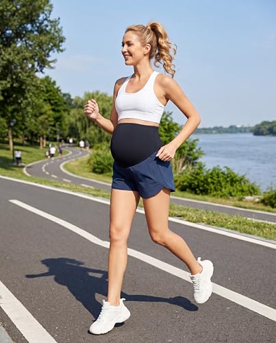 Women's Maternity Athletic Shorts - color: Blue, size: X-Large