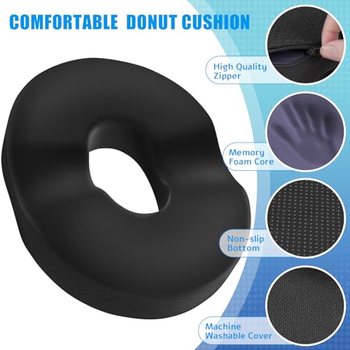 BlissTrends Donut Pillow Seat Cushion, Memory Foam Lifting Cushions - color: Black, size: X-Large