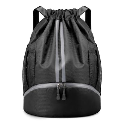 PinCute Gym Bag Drawstring Backpack for Sports, Swim, Workout, Black - color: Black