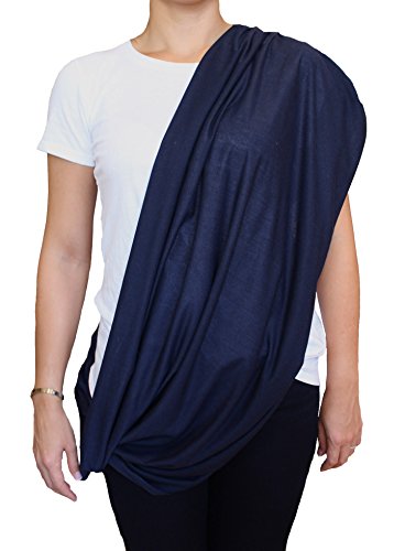 2pk Scarves Breastfeeding Privacy Cover Infinity Scarf Soft, Blue & Black - color: Navy Blue & Solid Black