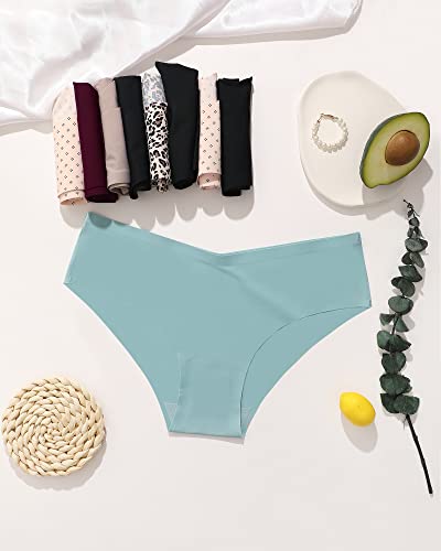 Women’s Seamless Underwear No Show Cheeky Hipster Bikini Panties 9 pack - color: Option D, size: Large
