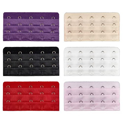 Bra Extenders 2 Hook / 3 Hook / 4 Hook / 5 Hook / 6 Hook, Soft & Stretchy for Back Bra Extension Strap B-E-B-E1 - color: 5 Hook Pink,white,black,red,skin,purple