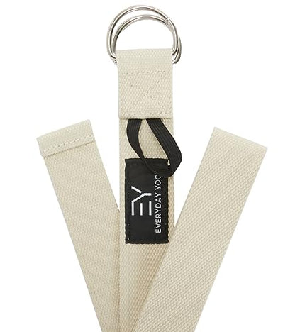 Everyday Yoga Strap with Metal D-Ring Athletic Stretching, 6ft/8ft/10ft - color: Natural, size: 6 Foot