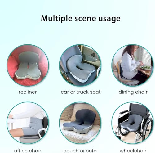 Celinva Orthopedic Cushion Seat Cushion,L-Shaped Lumbar Support,Breathable,Design for Office Chair,Car,Wheelchair Ergonomic Non Slip MemoryFoam Seat Skin with Back Support (Dark Grey) - color: Dark Grey