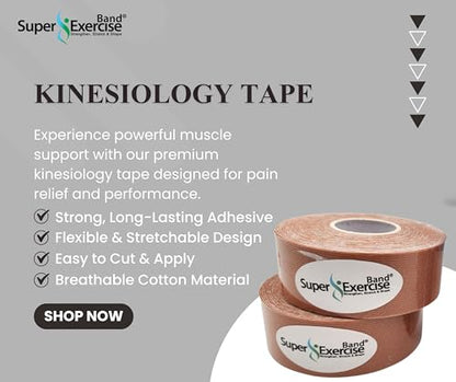 USA 1" Kinesiology Tape, Latex-Free, Waterproof (4 Rolls)
