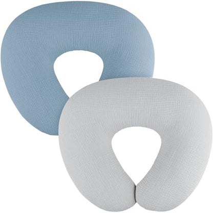 MairMore 2 Pack Muslin Baby Nursing Pillow Covers - color: Misty Blue